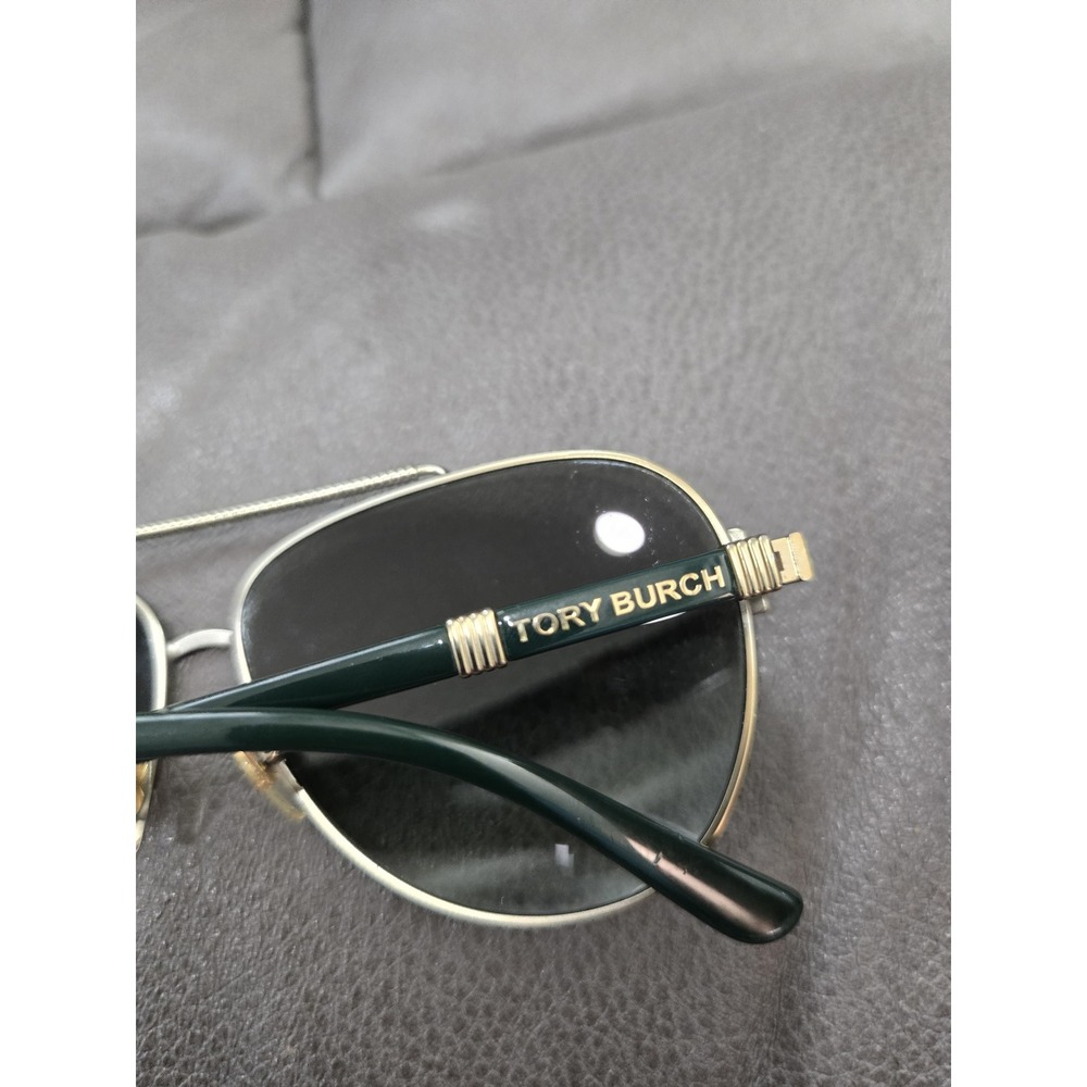 Tory Burch TY6058 Aviator Sunglasses Gold Green Grey Gradient Lens with Case - Picture 7 of 8
